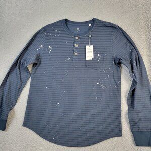 Adriano Goldschmied Henley Boy's Large Long Sleeve Striped‎ Blue Paint Splatter